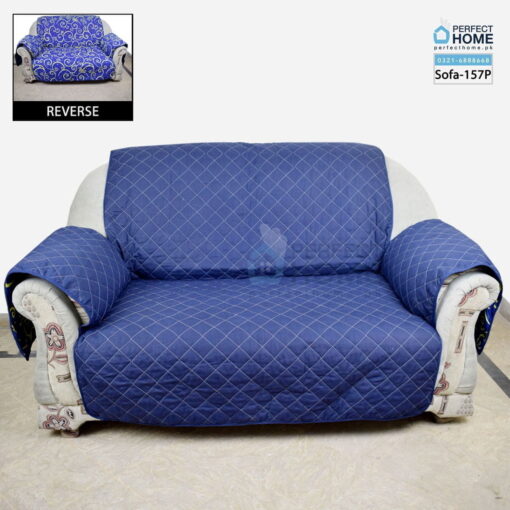 Sofa-158 Plain blue sofa cover