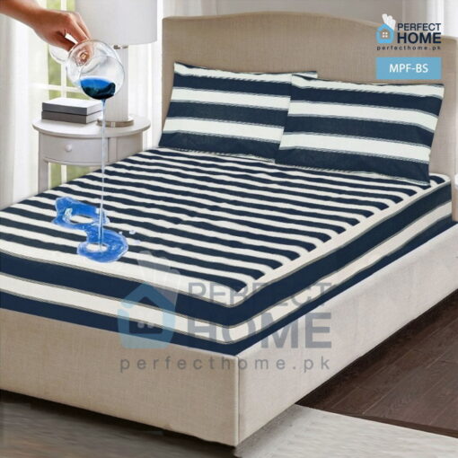 mpf-bs blue striped mattress protector fitted