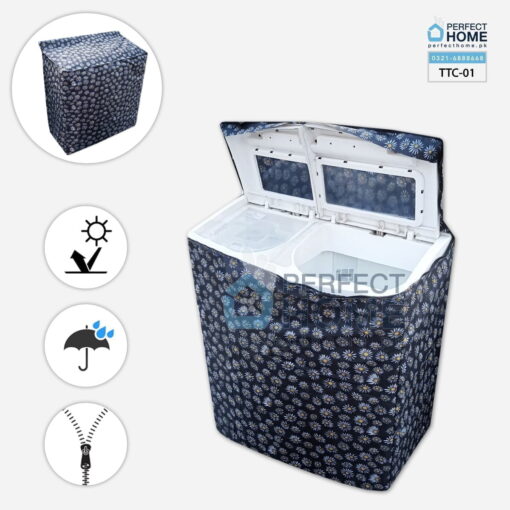 TTC-01 Twin Tub Washing Machine cover waterproof blue floral