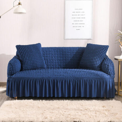 ruffled sofa cover bubble navy blue rsf-navyblue
